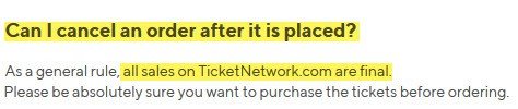 can I cancel my ticketnetwork order refunds