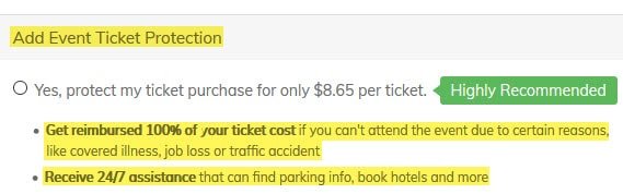 eventticketscenter review legit ticket protection add on