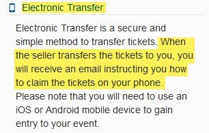 ticketcitiy electronic transfer delivery