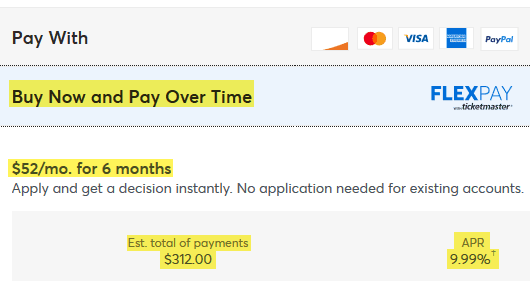 ticketmaster reviews 2020 flexpay pay over time