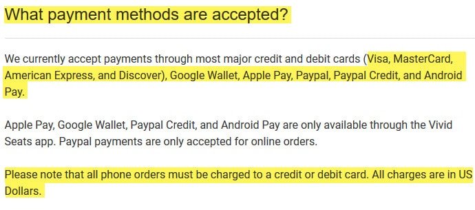 what payment methods are accepted at vividseats