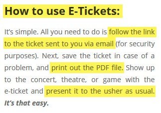 how to use e-tickets tickpick